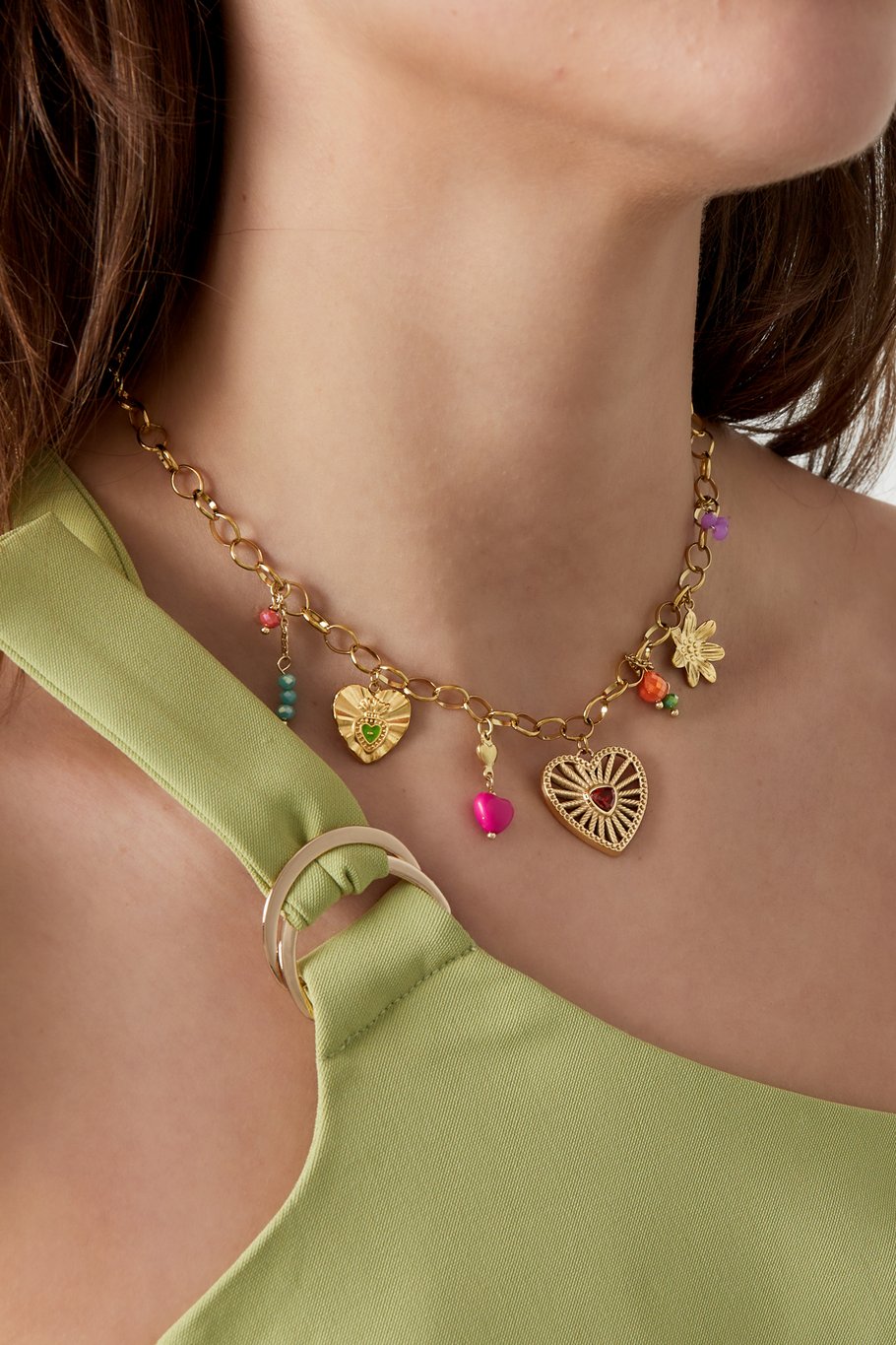 Charm-Halskette mit Herzmarmelade - Goldfarben Bild2